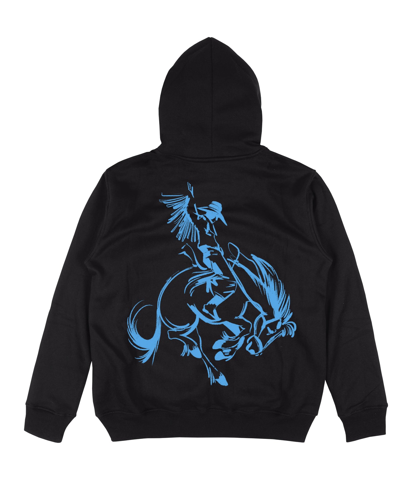 Black Hoodie - Blue Cowboy Print