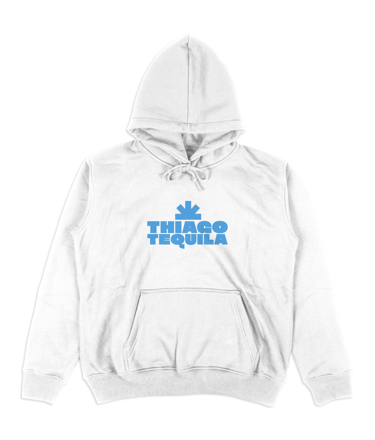 White Hoodie - Light Blue Cowboy Print