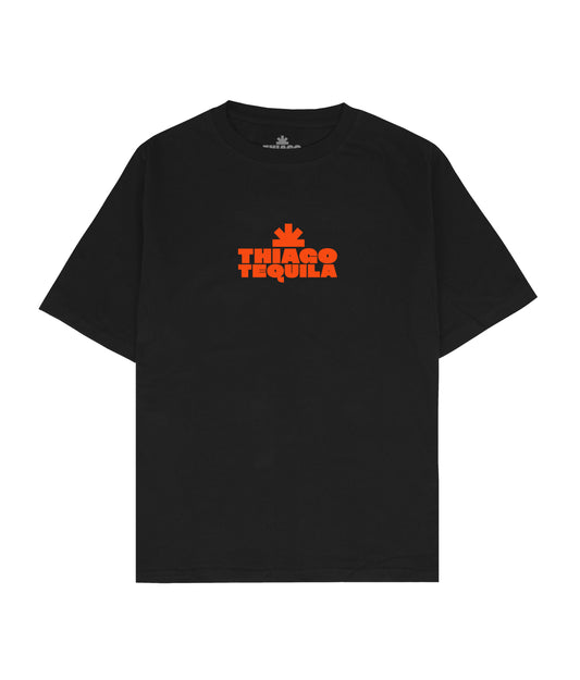 Black T-Shirt - Orange Cowboy Print