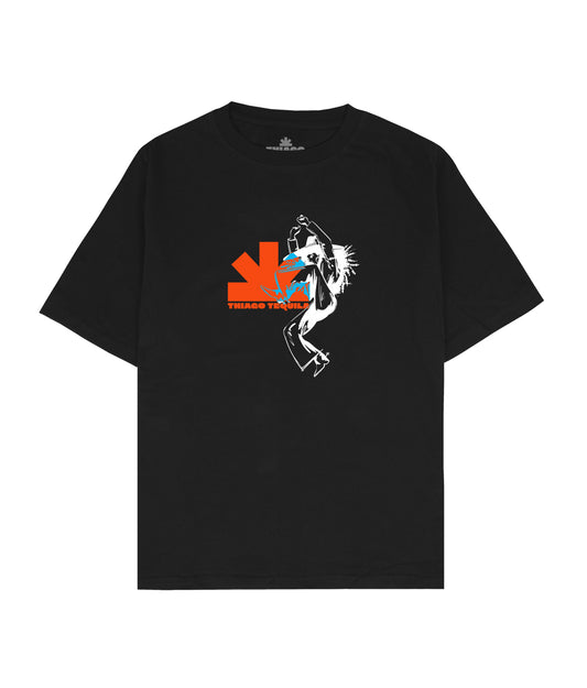 Black T-Shirt -  White Dancing Cowgirl Print (Special Edition)