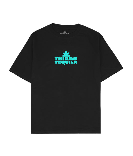 Black T-Shirt - Neon Blue Gunslinger Print
