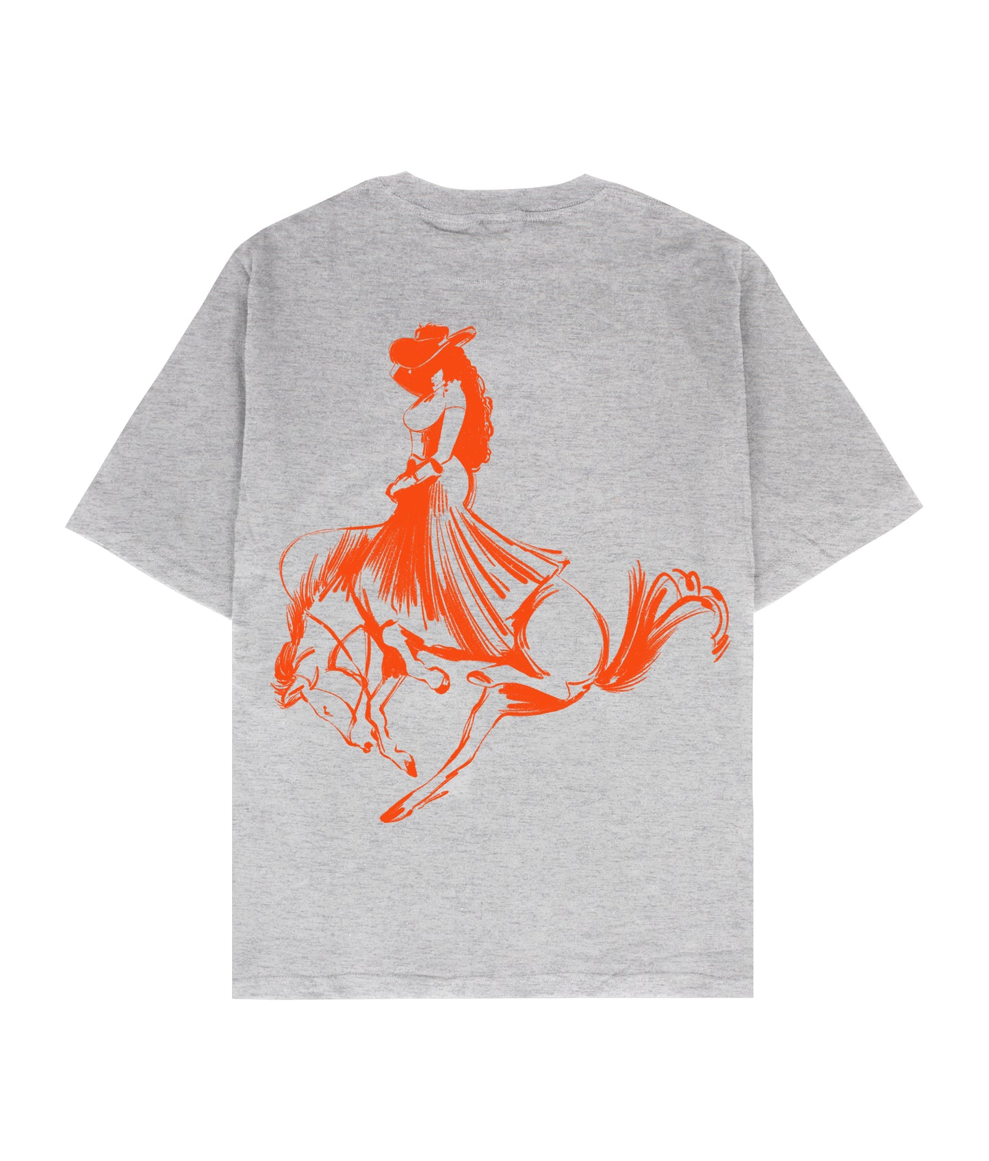 Grey T-Shirt - Orange Cowgirl Print