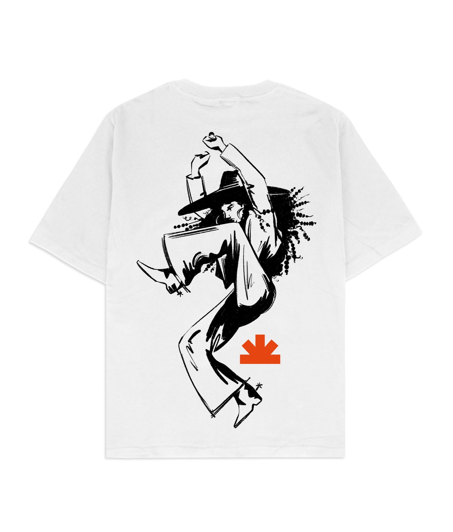 White T-Shirt - Black Dancing Cowgirl Print (Special Edition)