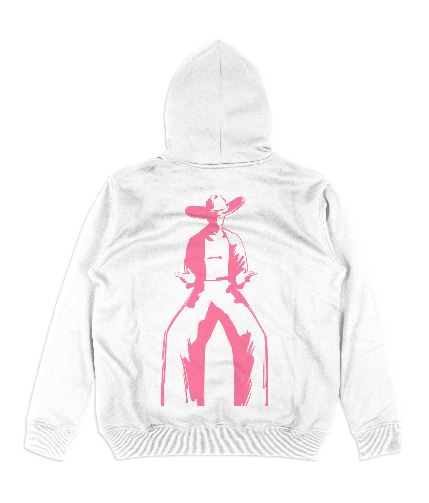 White Hoodie - Light Pink Gunslinger Print