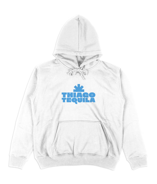 White Hoodie - Light Blue Cowboy Print