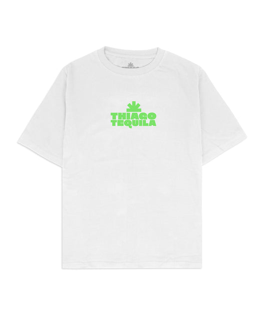 White T-Shirt - Neon Green Cowboy Print